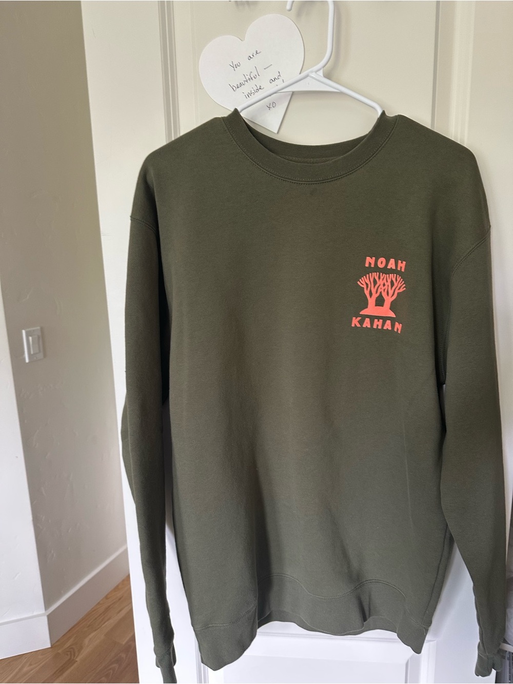 Noah Kahan Stick Season Olive Green Crewneck Sweatshirt
